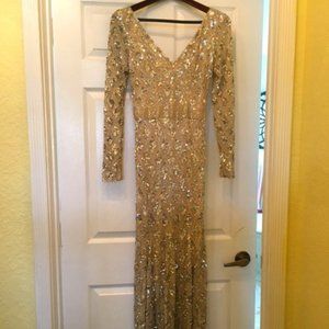 Size 2 Mac Dougal L/S Diamond Pattern Sequin Nude